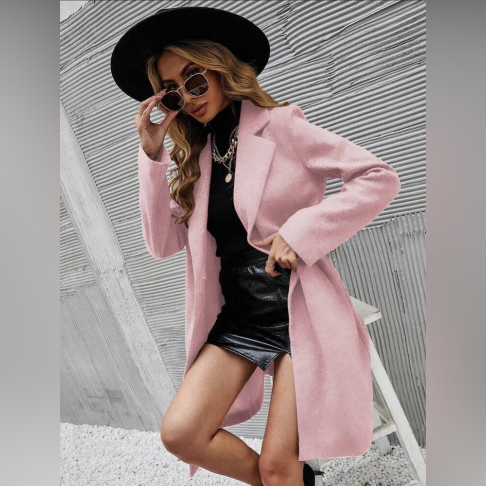 Lioness Suede Trench Coat in Blush Pink
